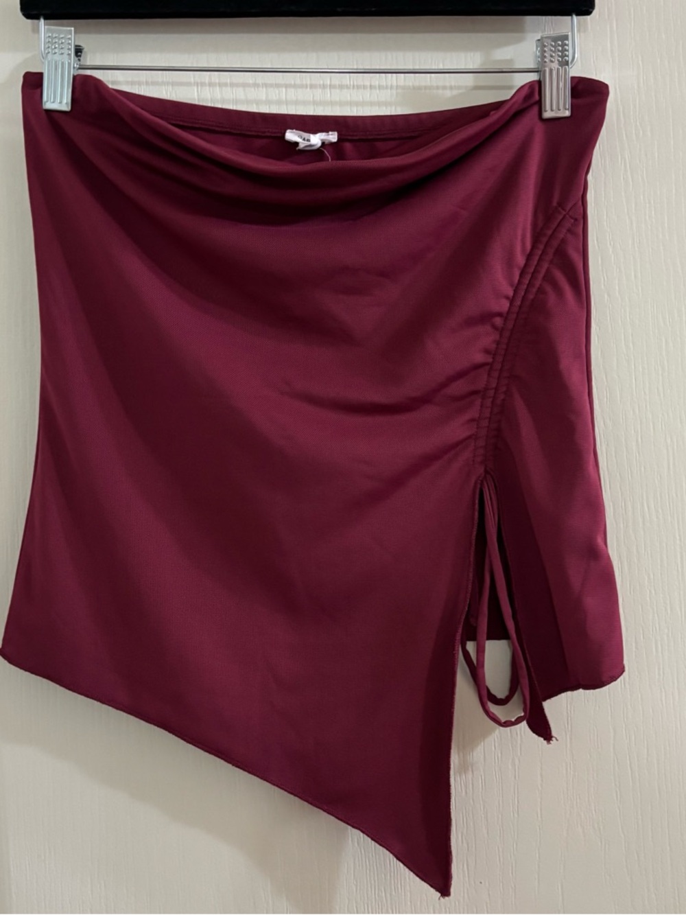 Garage Asymmetrical Wrap Skirt in Wine